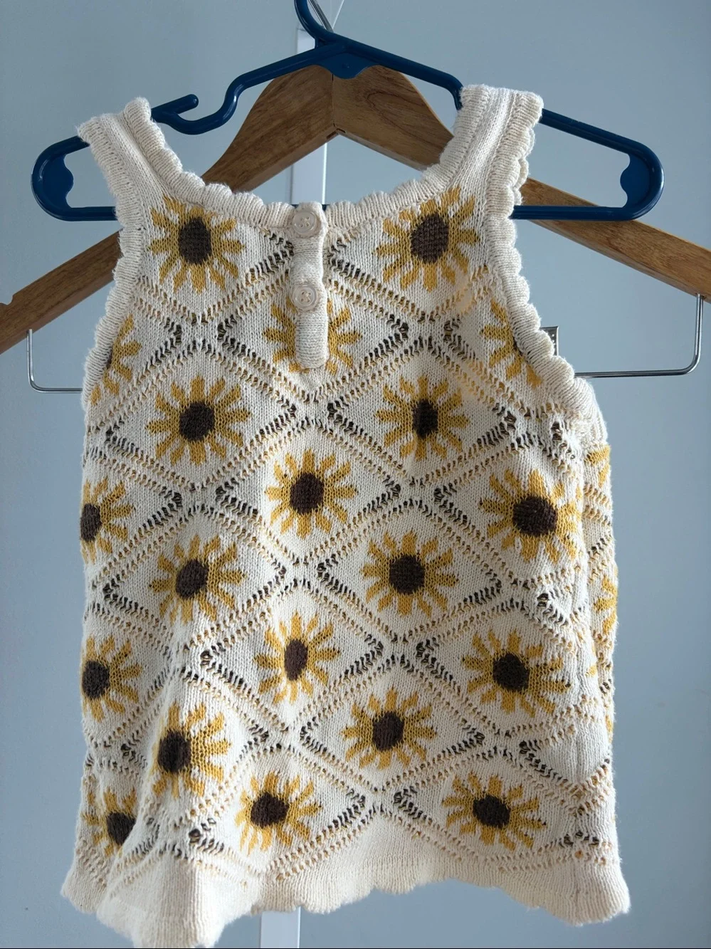 Jessica Simpson Crochet Cotton Cream Knit Tank Sunflower 3T